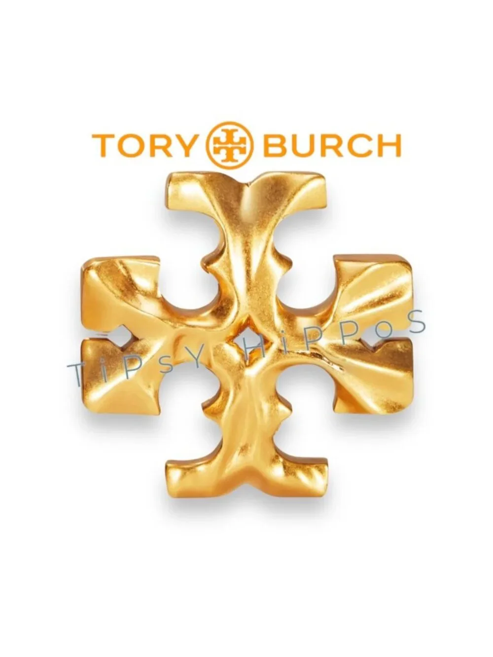 *** Tory Burch Roxanne Gold Logo Clip-On Earrings